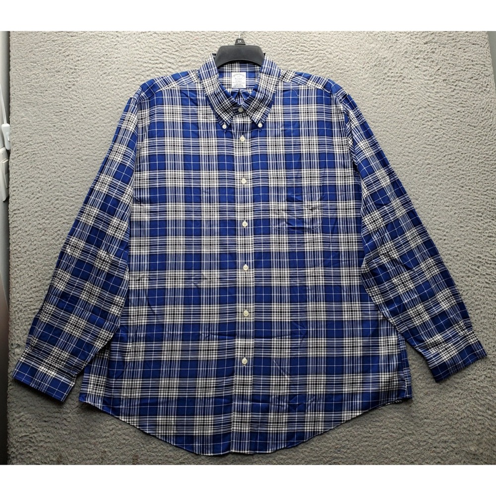 Brooks Brothers Shirt Mens XXL Multi Regent Plaid Non-Iron Collared Button-Down